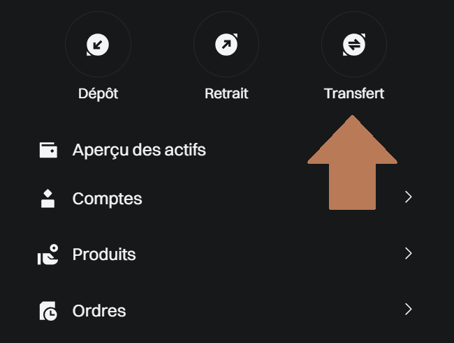 Accéder à la section Transfert
