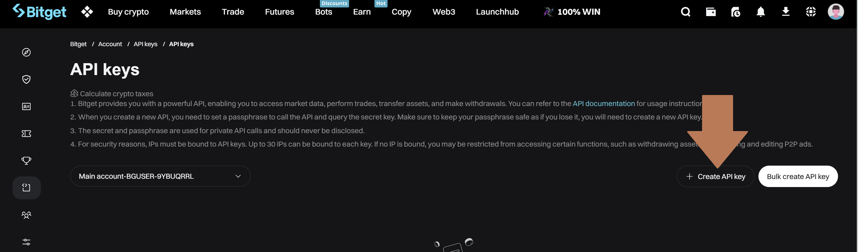 Cliquer sur Create API Key